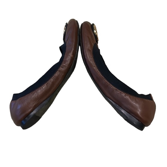 Tory Burch Caroline Brown & Black Leather Ballet Flats - 6.5 - Picture 10 of 16
